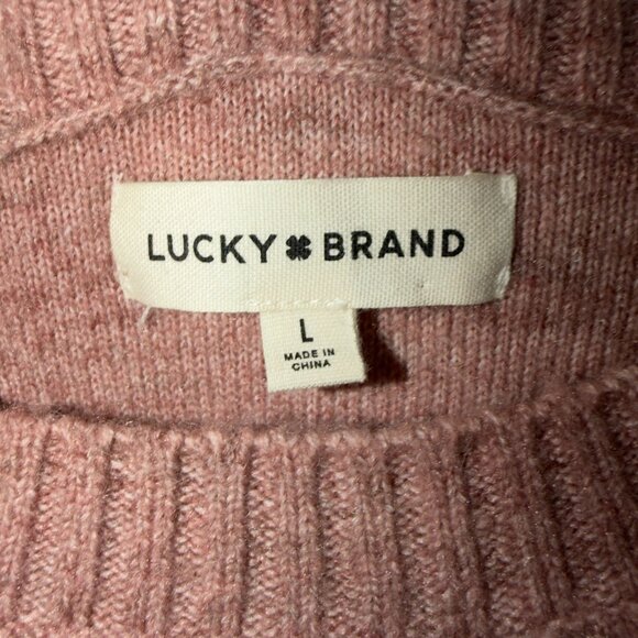 Lucky Brand Pink Sweater Size L Soft Knit Crewneck Cozy Relaxed Fit - Picture 3 of 7